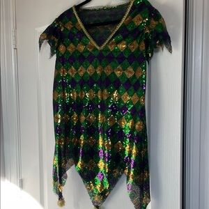 California Costumes Harlequin Sequin Blouse - Green, Purple, Gold